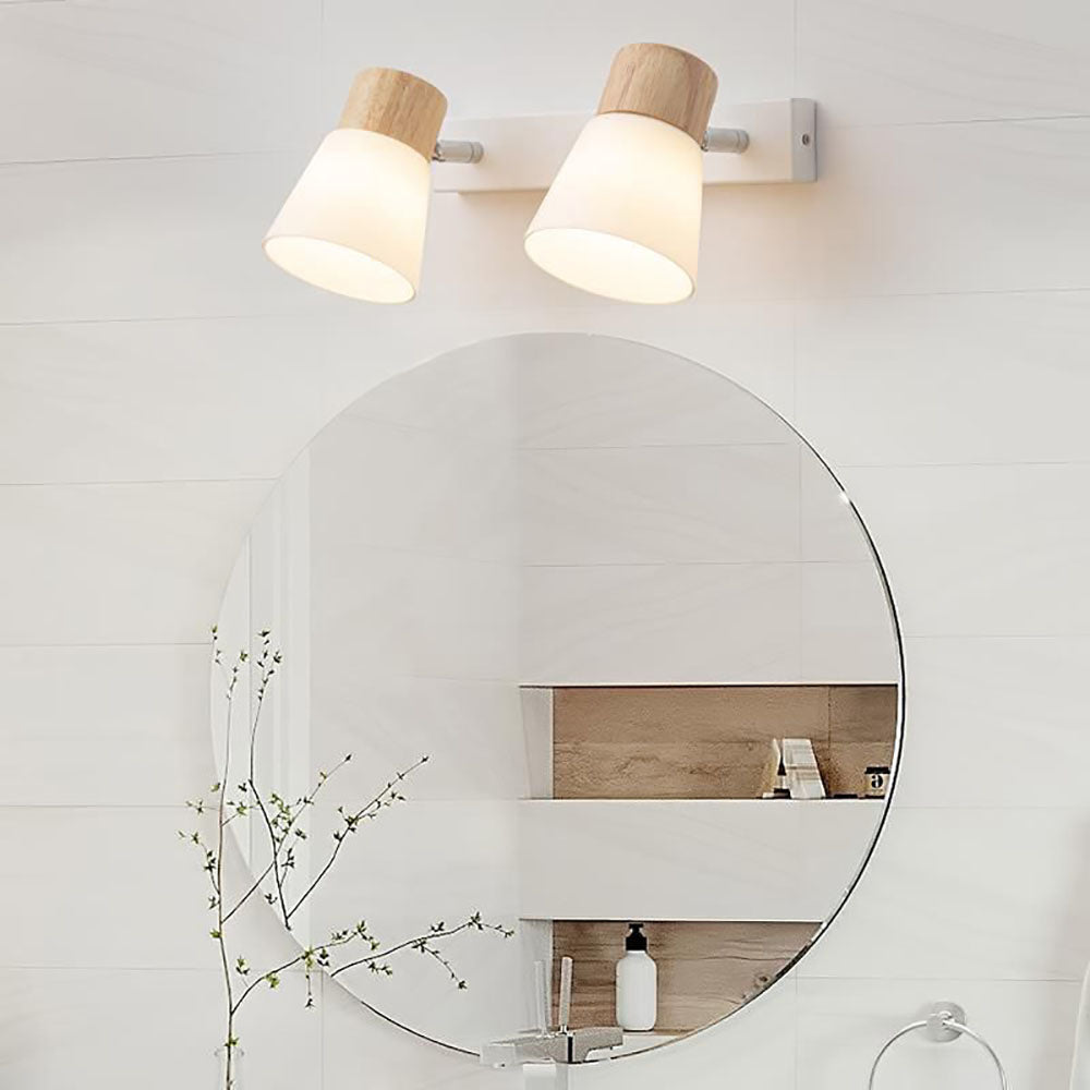 Ozawa Moderne Design LED Wandlamp Wastafel Spiegel Front Hout/Glas Wit Kelder Eet/Woon/Kelder/Hal/Badkamer
