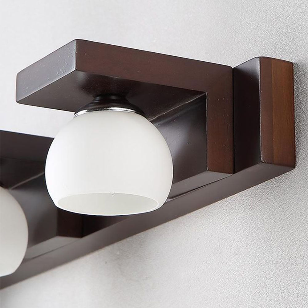Ozawa Vintage Design LED Spiegel Front Wastafel Wandlamp Hout/Glas Bruin Eetkamer/Woonkamer