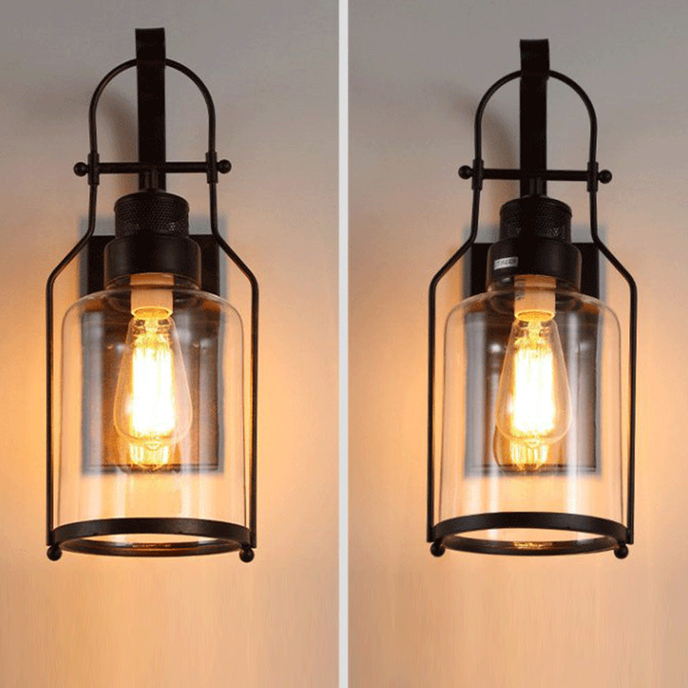 Alessio Retro LED Wandlamp Roest Zwart Glas Metaal Woonkamer Eetkamer