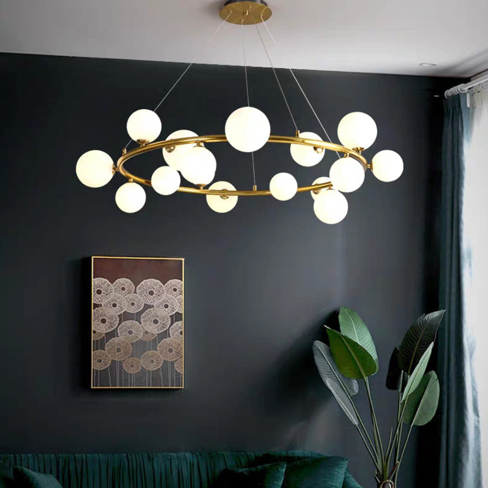 Valentina Moderne Design LED Glazen Bol Ring Kroonluchter Goud/Zwart Woonkamer/Slaapkamer