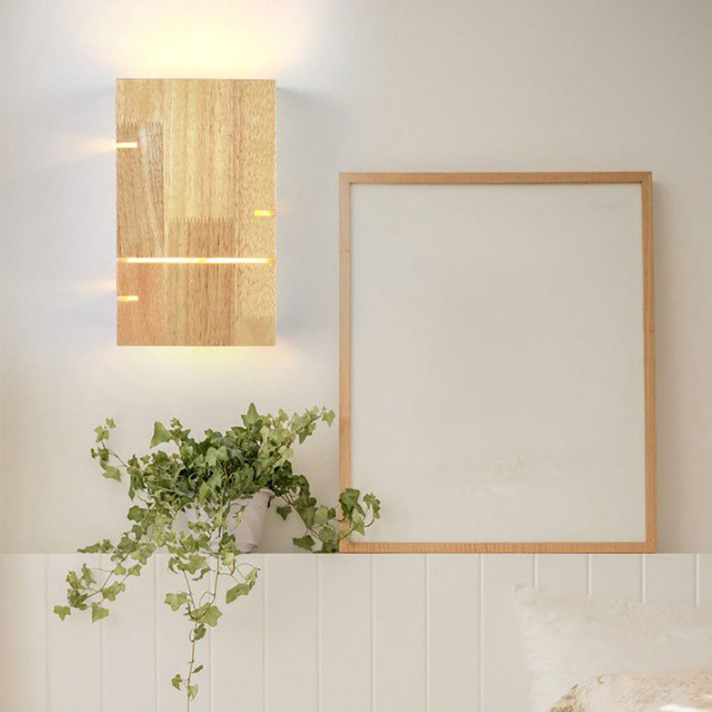 Ozawa Rechthoekig Modern Design LED Wandlamp Massief Hout Slaapkamer