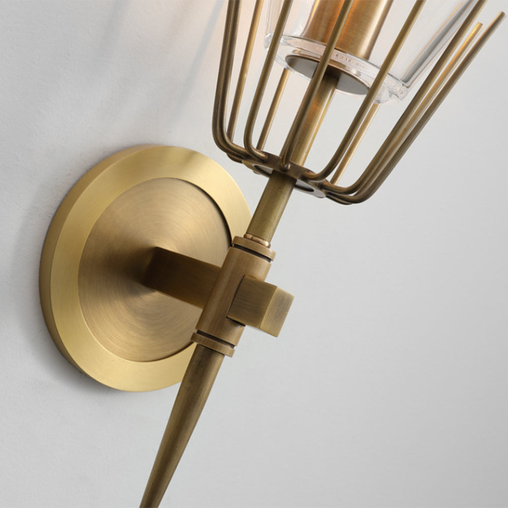 Blair Vintage Lantaarn Metaal/Glazen Wandlamp Goud Slaapkamer/Woonkamer/Eetkamer