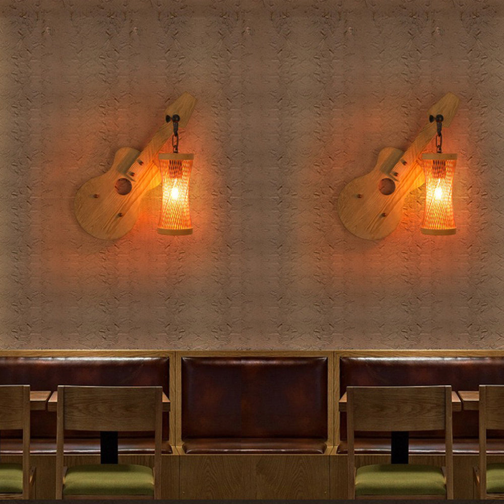 Alessio Wall Lamp American Vintage Guitar Decorative Wood/Metal
