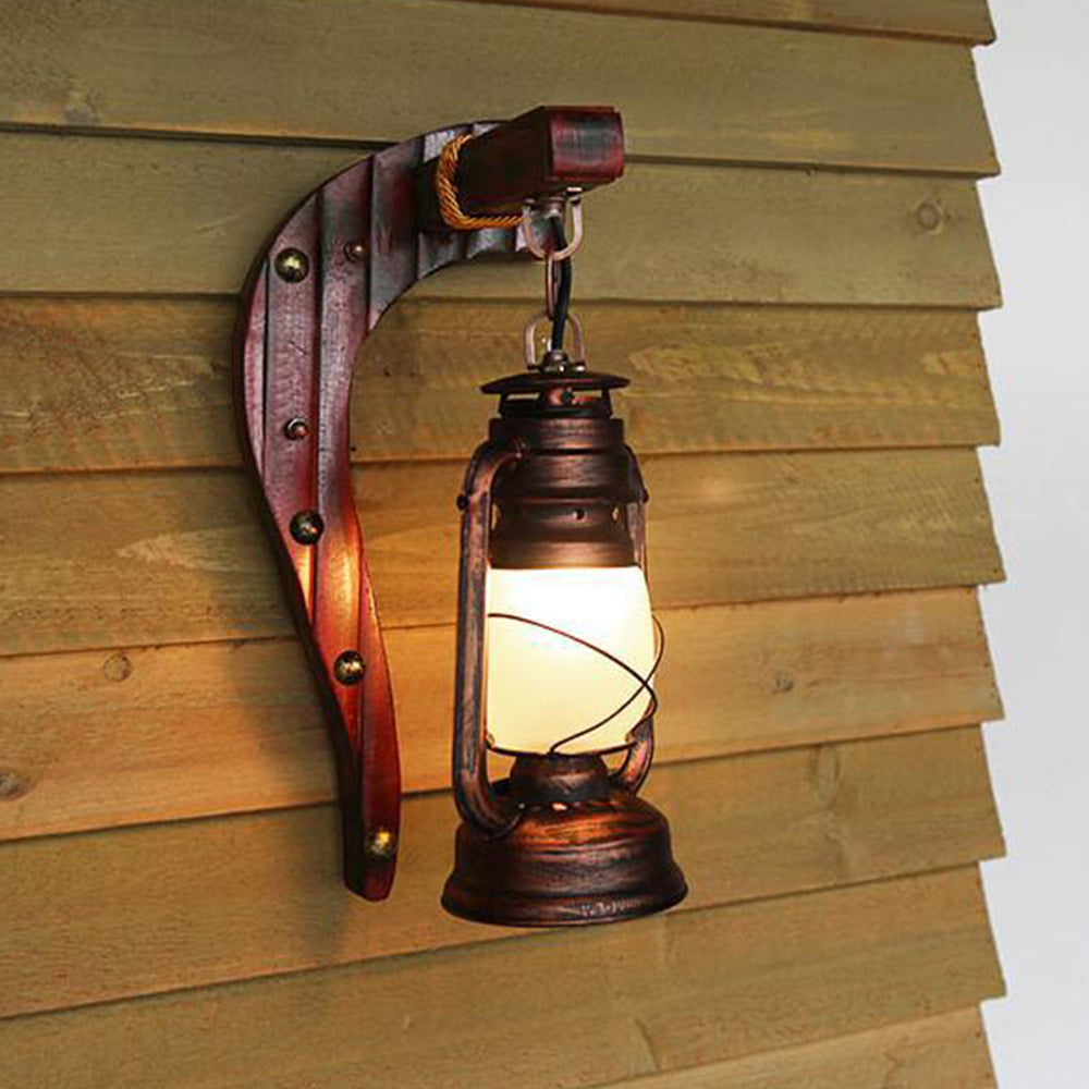 Austin Retro Wandlamp Booglamp Hout Donkerbruin, Woonk/Eetk/ Slaapkamer