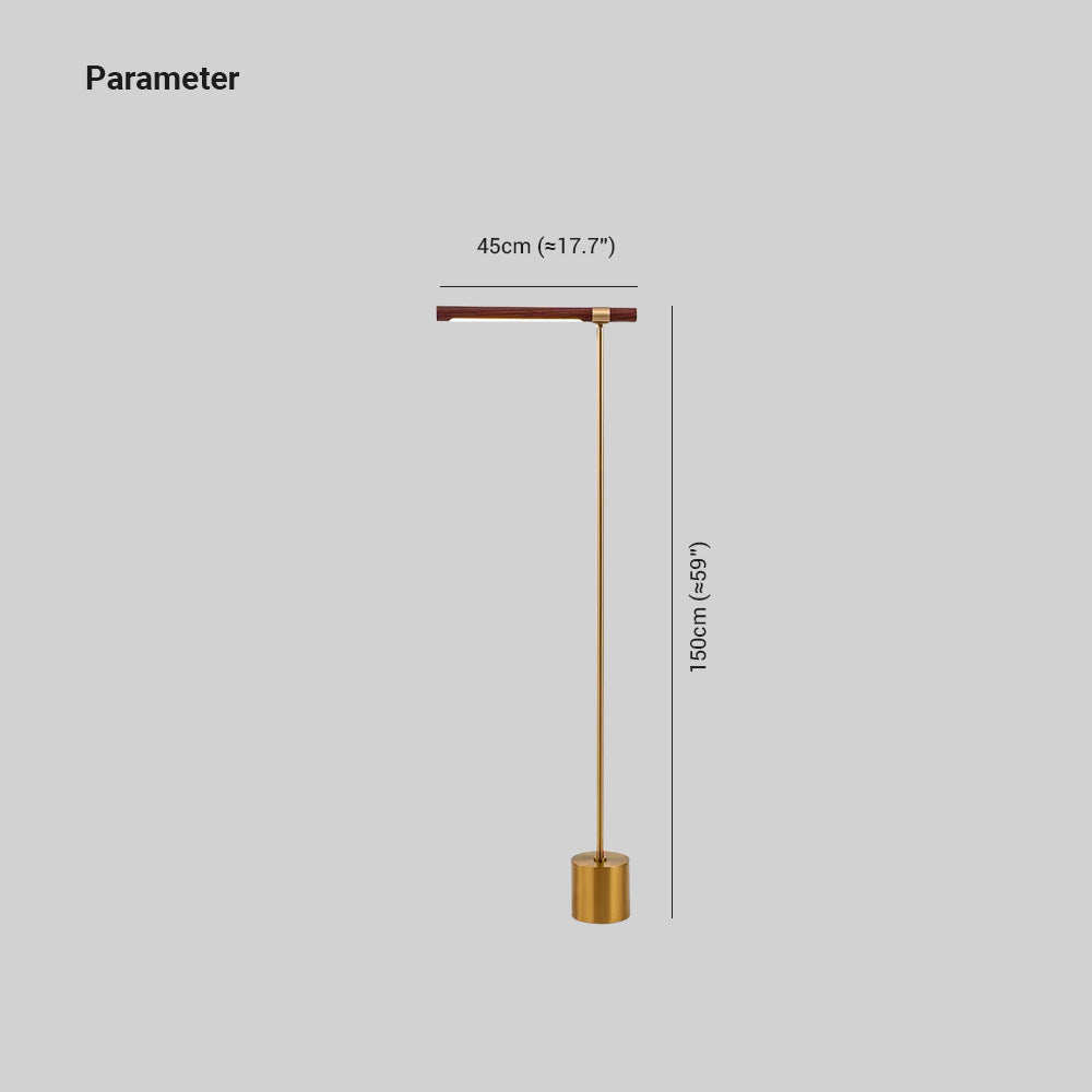 Edge Minimalistische Lineaire LED Vloerlampe Goud Metaal Hout Woonkamer