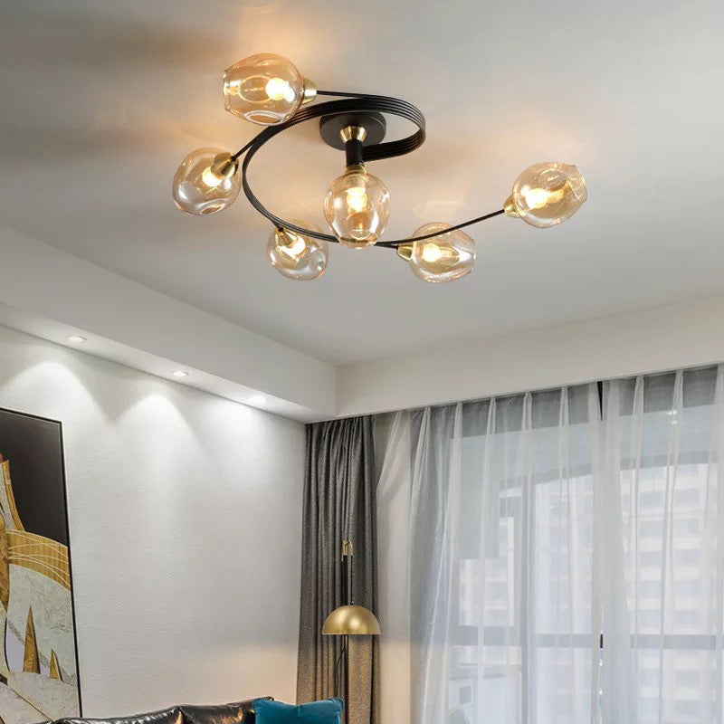 Valentina Moderne Mooi LED Plafondlampen Stijlvol Zwart Metaal/Glas Slaapkamer