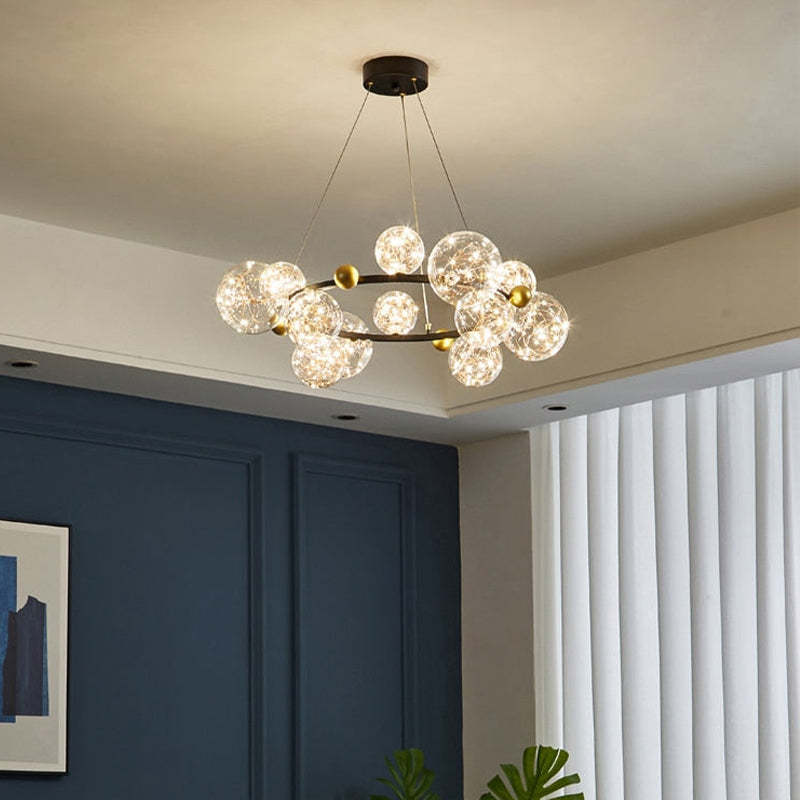 Valentina Modern Cirkel Round Metaal Glas Hanglampens Woonkamer Slaapkamer