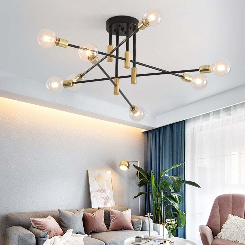 Valentina Moderne LED Plafondlamp Metaal/Glas Zwart/Goud Slaap/Woon/Eetkamer