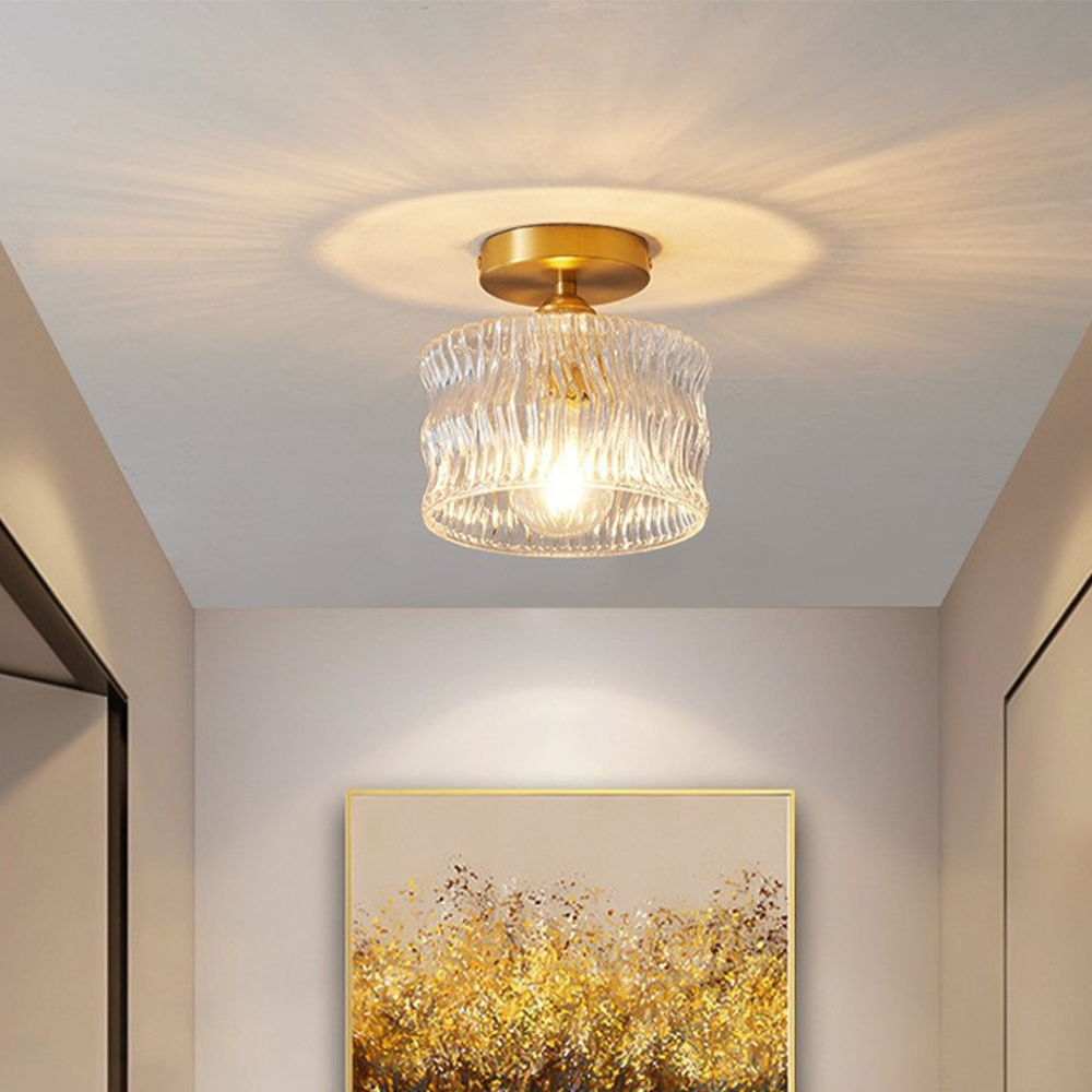 Quinn Luxueus Inbouwmontage Plafondlamp Duidelijk Metaal Glas Gang