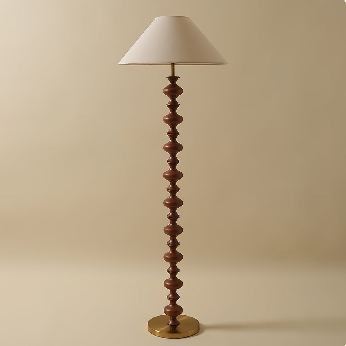 Sylirora vloerlamp van walnoothout en beige stof