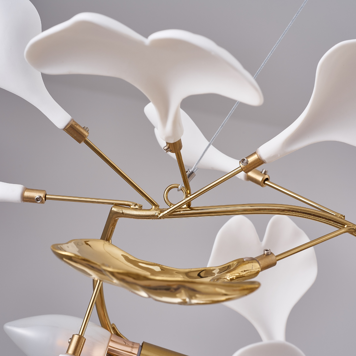 Olivia Design Ginkgoblad LED Kroonluchters Goud/Wit Metaal/Keramisch Slaap/Eet/Woonkamer