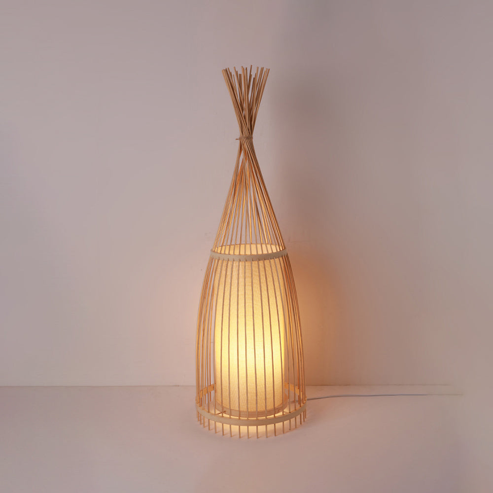Ozawa Rustieke Design Staande Vloerlamp Rotan/Stof Slaapkamer/Woonkamer/Eetkamer
