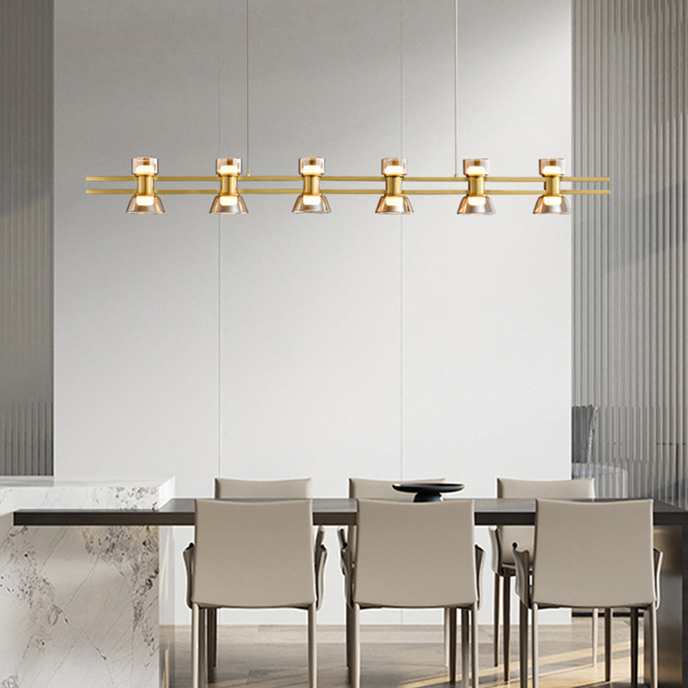 Evette Moderne Design Lineaire Hanglamp Metalen/Glas Zwart/Goud Eetkamer