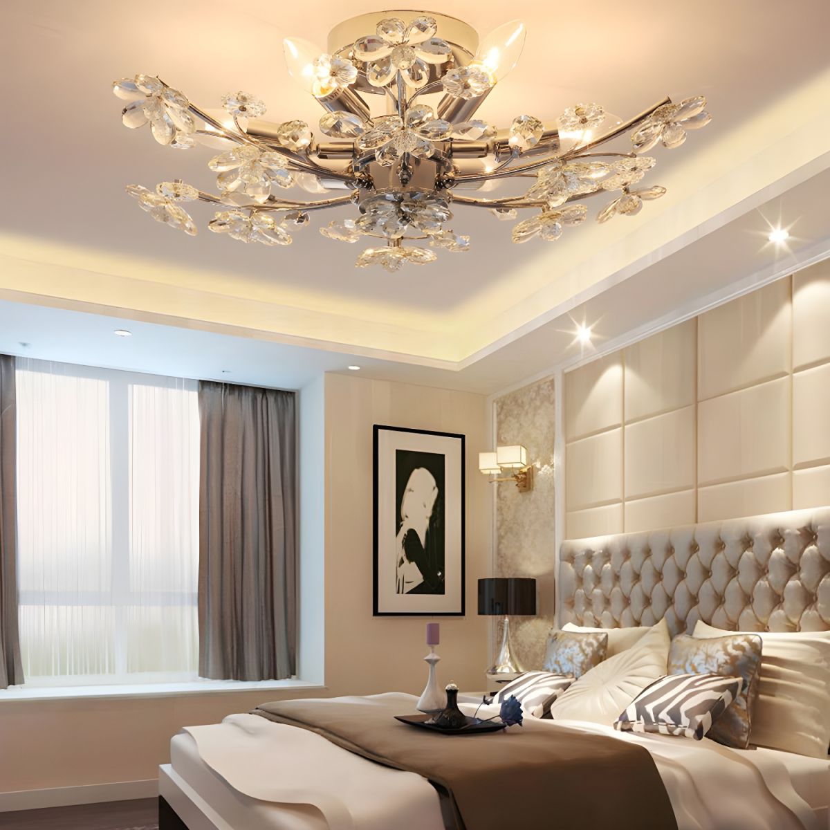Olivia Vintage Design LED Plafondlamp Glass Slaapkamer Woonkamer