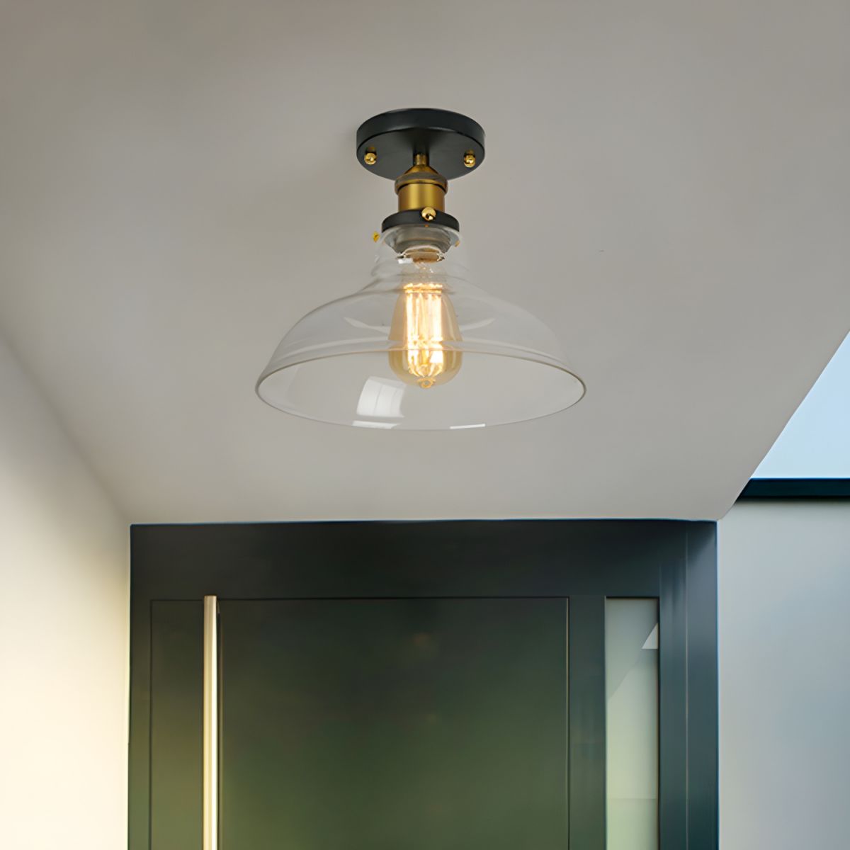 Alessio Industriële Glazen Inbouw Plafondlamp Zwart Woonk/Eetk/Slaapkamer