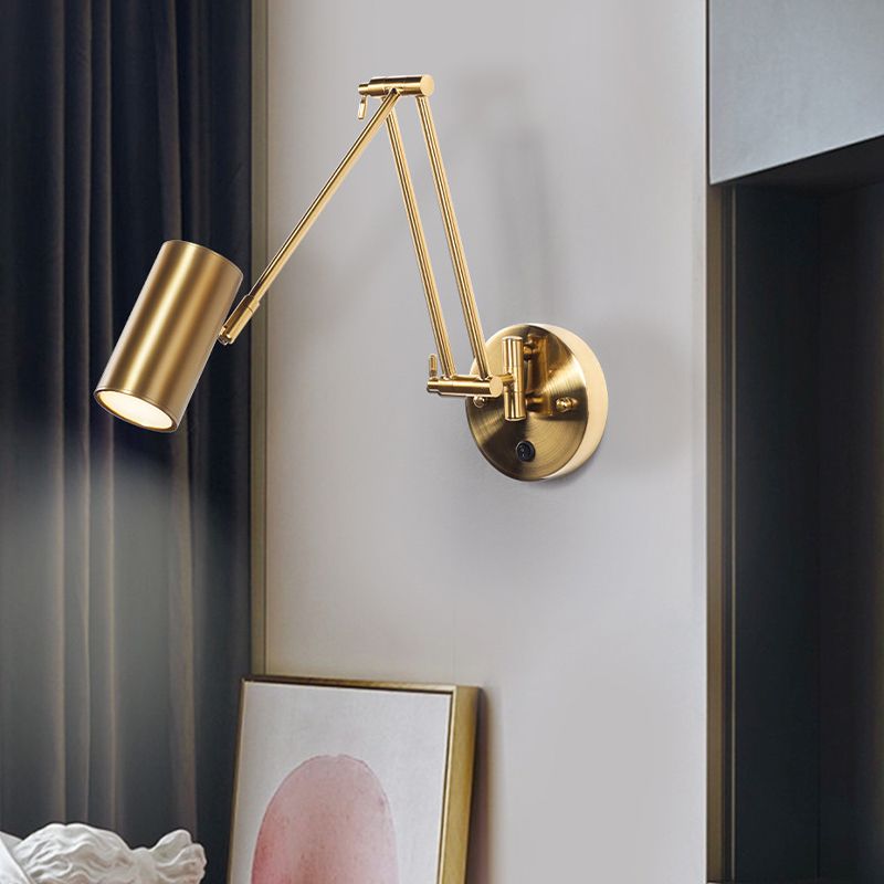 Freja Moderne Design Wandlamp Cilindrisch Verstelbare Lampstang Metaal Messing Slaapkamer/Woonkamer