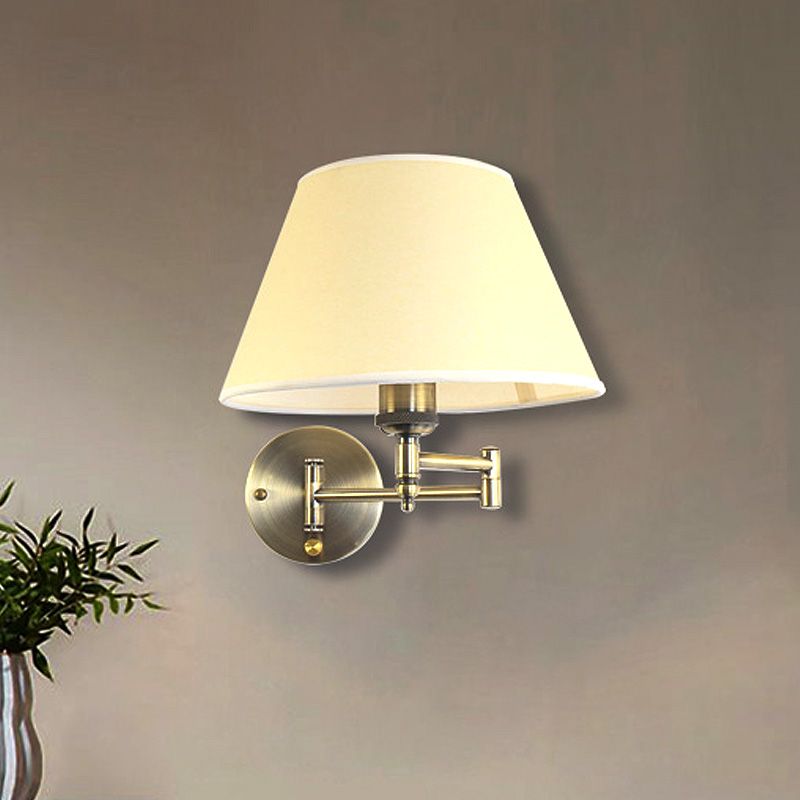 Carins Vintage Design Wandlamp Geplooide Stof Verstelbaar Wit/Beige Slaapkamer/Woonkamer