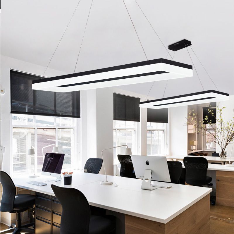 Bouvet Rechthoekig Moderne LED Hanglampen Wit Zwart Metaal Slaapkamer