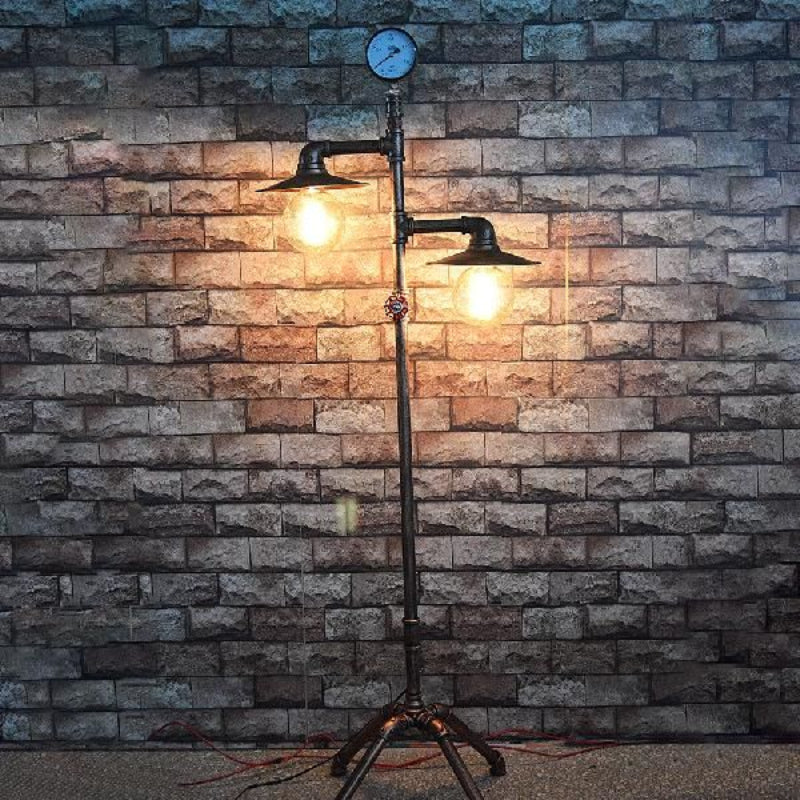 Alessio Retro Antieke Metalen Vloerlamp Met Meerdere Hoofden Brons