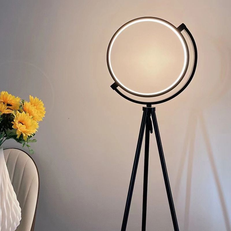 Salgado Moderne Ronde LED Vloerlamp Zwart/Goud Metaal Slaap/Woon/Eetkamer