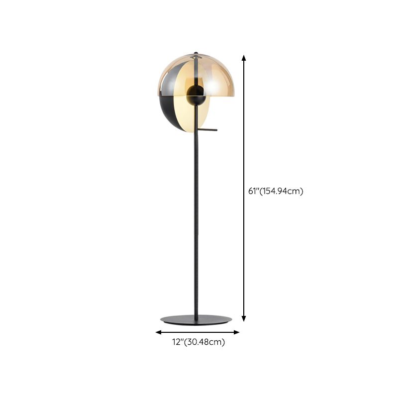 Salgado Moderne Design LED Geometrische Metalen Glazen Vloerlamp Zwart/Amber Slaapkamer/Woonkamer