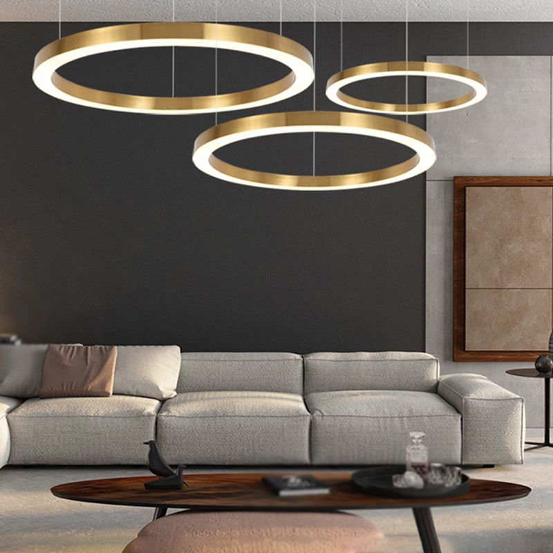Arisha Moderne Ring Metalen Hanglamp, Woonk/Eetk/Slaapkamer, Goud