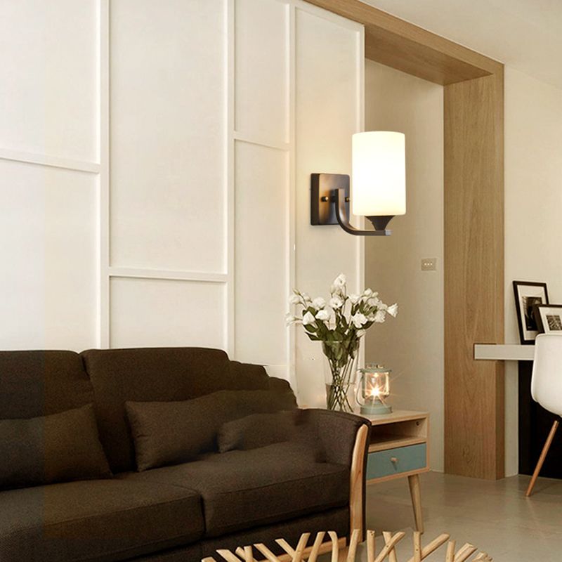 Eryn Moderne Cilinder LED Wandlamp Metaal/Glas Zwart/Chroom Slaap/Woon/Badkamer