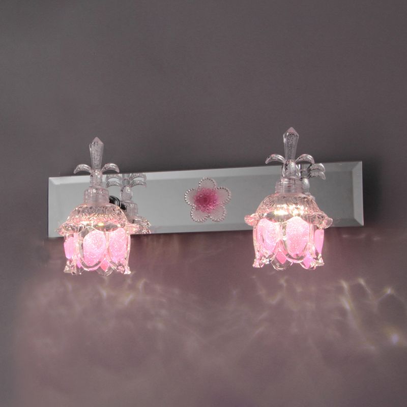 Félicie Design Bloem LED Wandlamp Metaal/Glas Roze Slaap/Woon/Badkamer