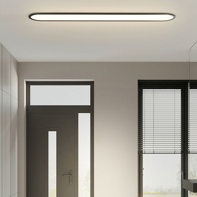 Edge Flush Mount Ceiling Light Oval Minimalist, Metal/Acrylic, White/Black, Dining Room