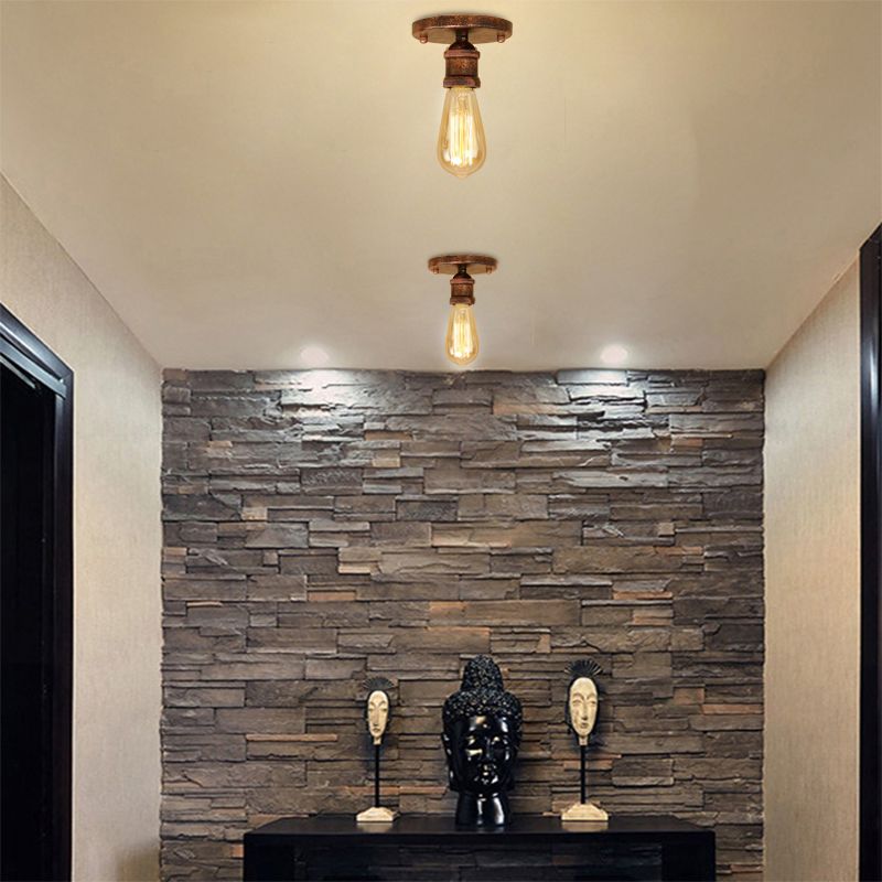 Alessio Retro Vintage Bulb Semi-Flush Mount Ceiling Light