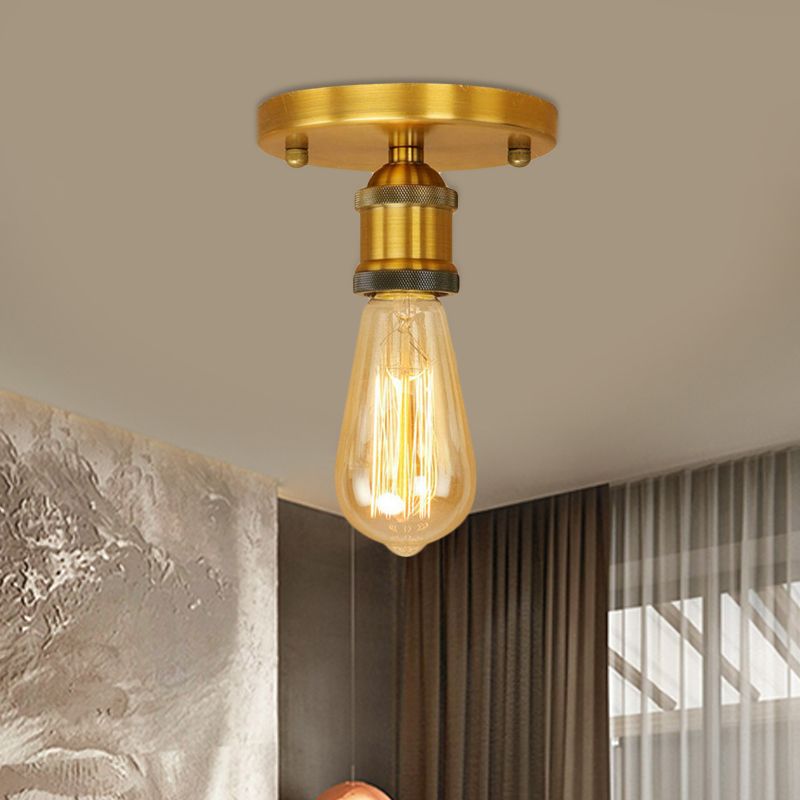 Alessio Retro Vintage Bulb Semi-Flush Mount Ceiling Light
