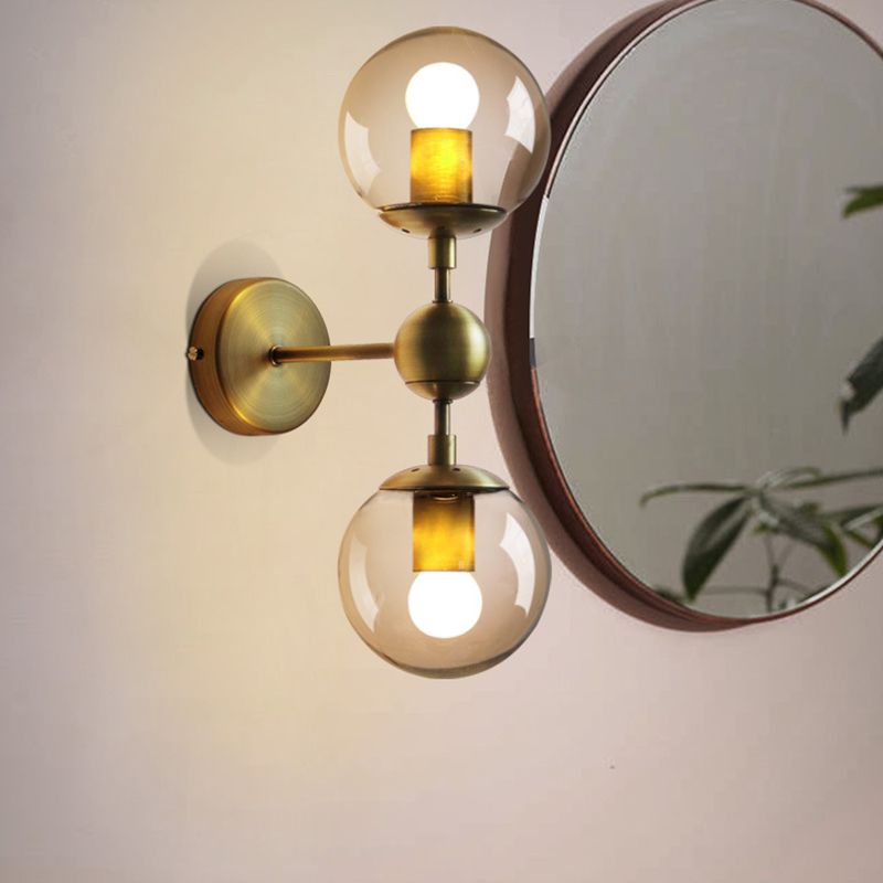 Valentina Moderne Bol LED Wandlamp Metaal/Glas Zwart/Goud Slaap/Woon/Badkamer