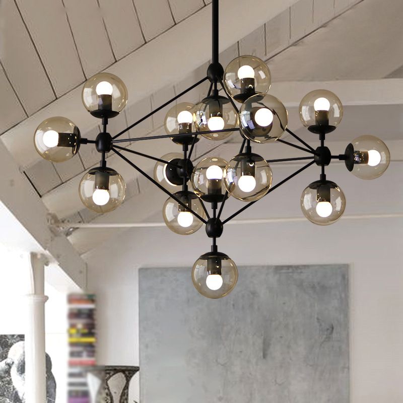 Valentina Modern Bubble LED Hanglampen Zwart Glas Metaal Slaapkamer