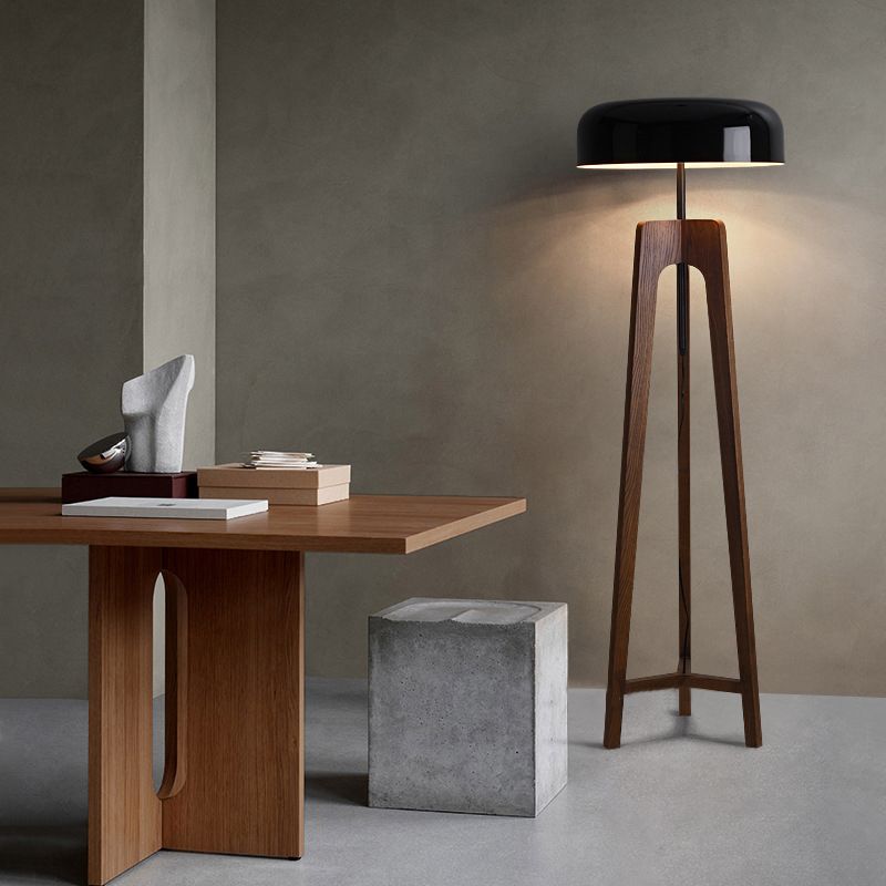 Ozawa Moderne LED Vloerlamp Zwart/Wit Metaal/Hout Slaap/Woon/Eetkamer