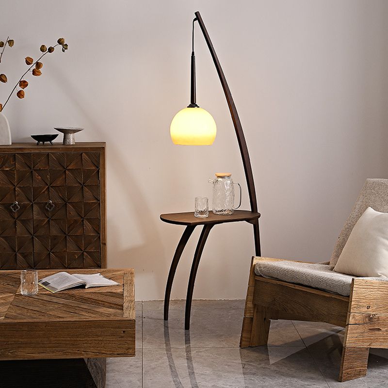 Ozawa Moderne Krukken LED Vloerlamp Hout/Glas Bruin Slaap/Woon/Eetkamer