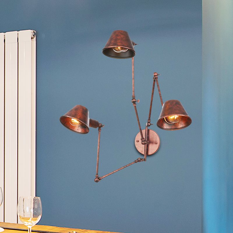 Brady Vintage Verstelbare Metalen Wandlamp Zwart/Roest Slaapkamer
