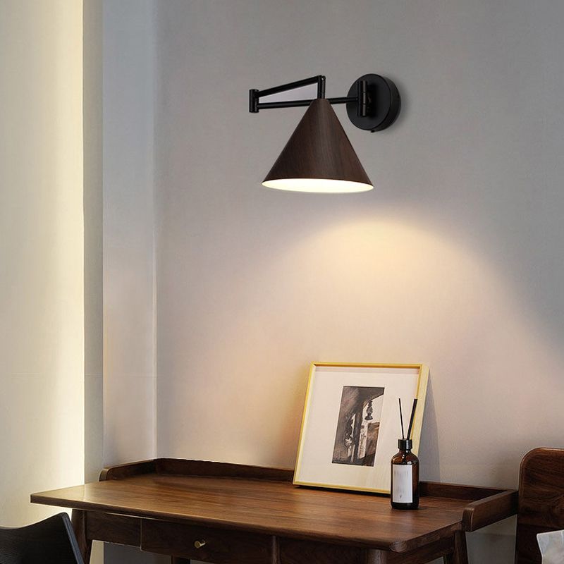 Ozawa Modern Design Kegelvormige Verstelbare Wandlamp, Metaal/Hout Slaapkamer/Woonkamer