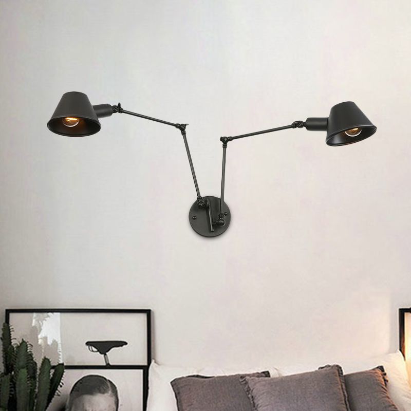 Brady Vintage Verstelbare Metalen Wandlamp Zwart/Roest Slaapkamer