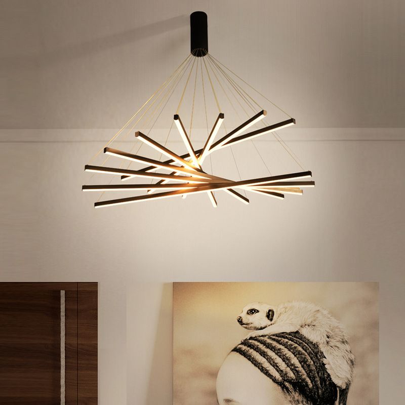 Edge Moderne Minimalistische Lineaire Hanglamp Zwart Metaal Woonkamer