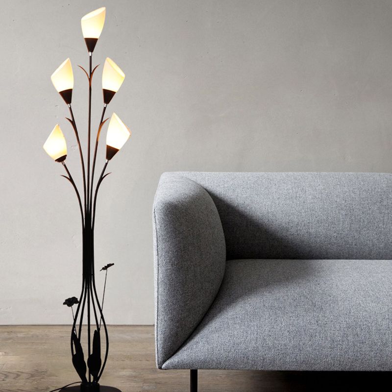 Bella Moderne Kleine LED Vloerlamp Zwart Metaal/Acryl Woonkamer