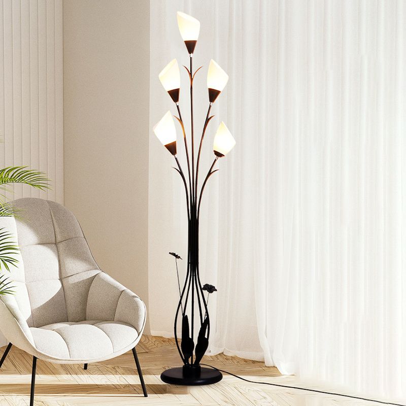 Bella Moderne Kleine LED Vloerlamp Zwart Metaal/Acryl Woonkamer