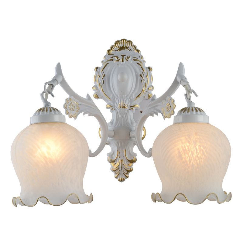 Félicie Retro Bloem LED Wandlamp Metaal/Glas Brons/Wit Slaap/Woon/Badkamer