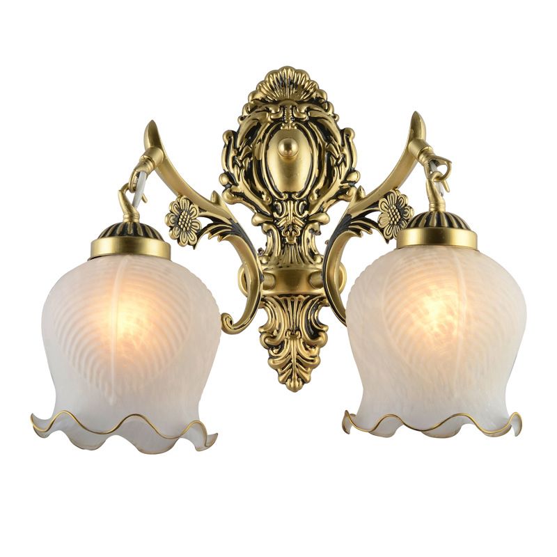 Félicie Retro Bloem LED Wandlamp Metaal/Glas Brons/Wit Slaap/Woon/Badkamer
