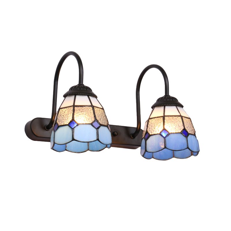 Baxter Bloemvormige Metalen Wandlampen, Zwart/Wit/Blauw