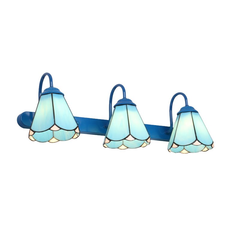 Baxter Bloemvormige Metalen Wandlampen, Zwart/Wit/Blauw