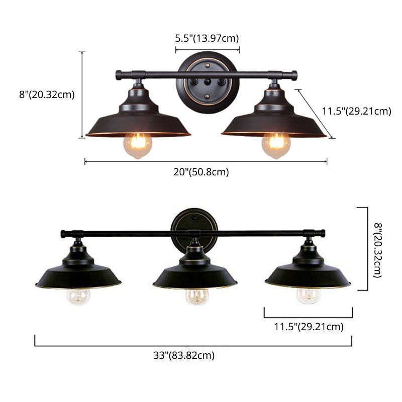 Alessio Retro Bowl-shaped Cast Metal Wall Lamp, Black