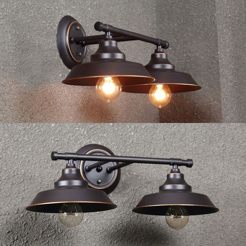Alessio Retro Bowl-shaped Cast Metal Wall Lamp, Black