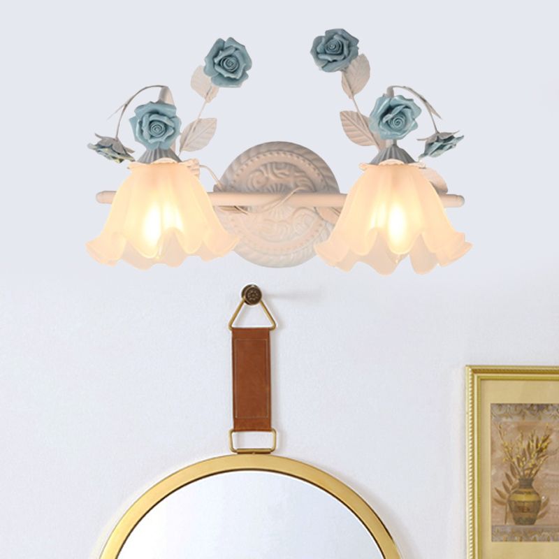 Félicie Design Bloem LED Wandlamp Metaal/Glas Blauw/Roze Slaap/Woon/Badkamer