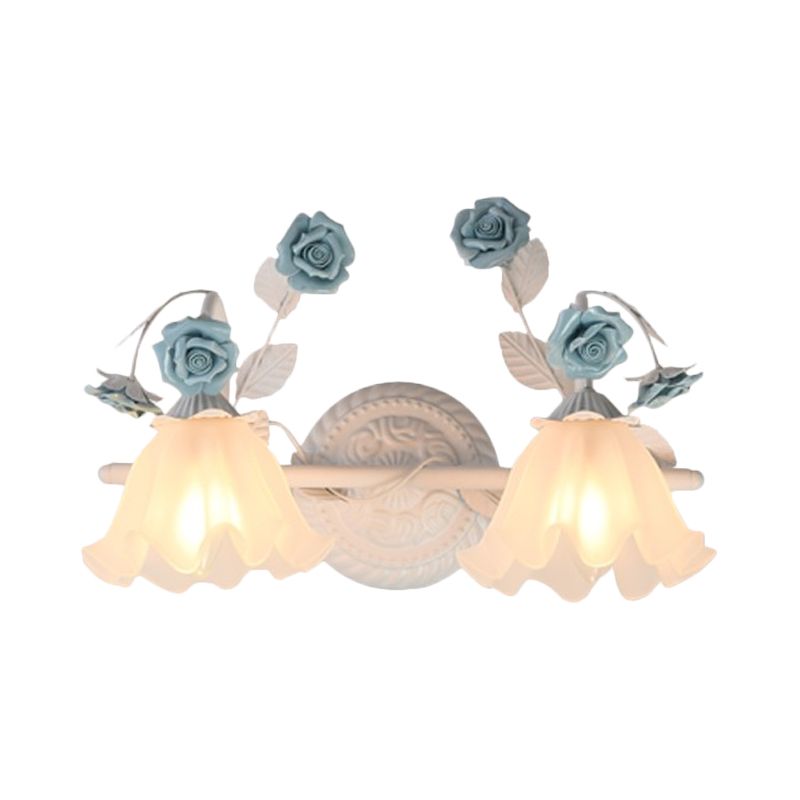 Félicie Design Bloem LED Wandlamp Metaal/Glas Blauw/Roze Slaap/Woon/Badkamer