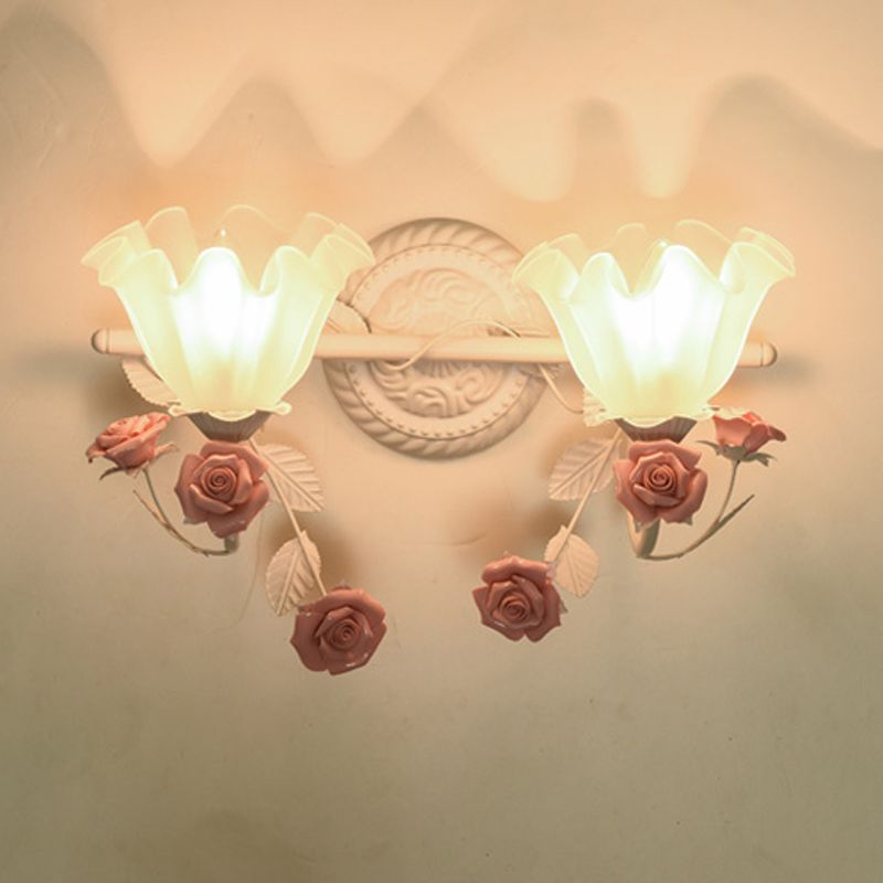 Félicie Design Bloem LED Wandlamp Metaal/Glas Blauw/Roze Slaap/Woon/Badkamer